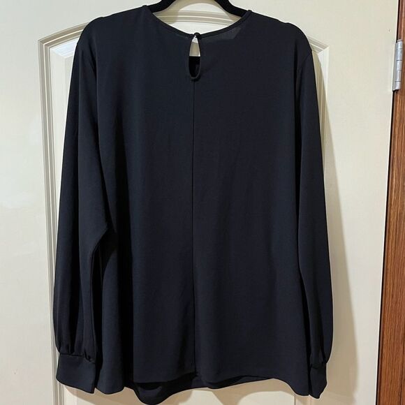 UNIVERSAL STANDARD Cleo Crepe Jersey Blouse Black Women’s Size Large (3X) - Picture 2 of 6